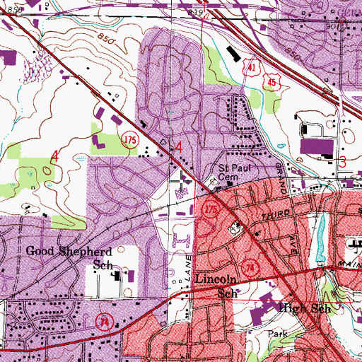 Topographic Map of Applewood Mall Shopping Center, WI