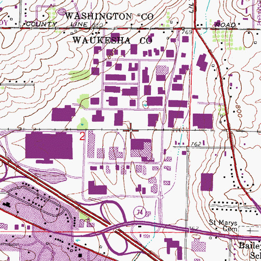 Topographic Map of Menomonee Falls Industrial Park, WI