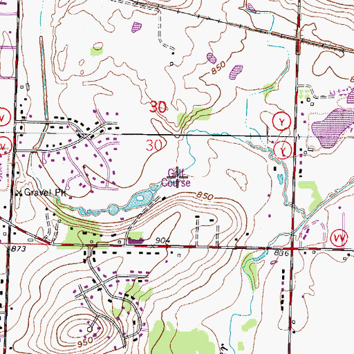 Topographic Map of Silver Springs Country Club, WI