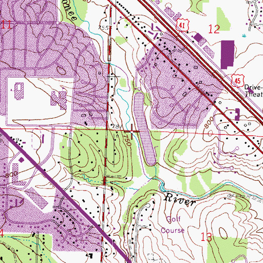Topographic Map of Rivers Edge Park, WI