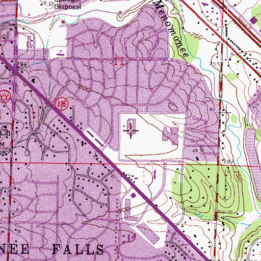 Topographic Map of Ben Franklin Elementary School, WI