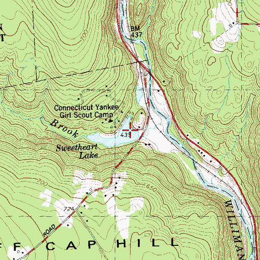 Topographic Map of Sweetheart Lake, CT