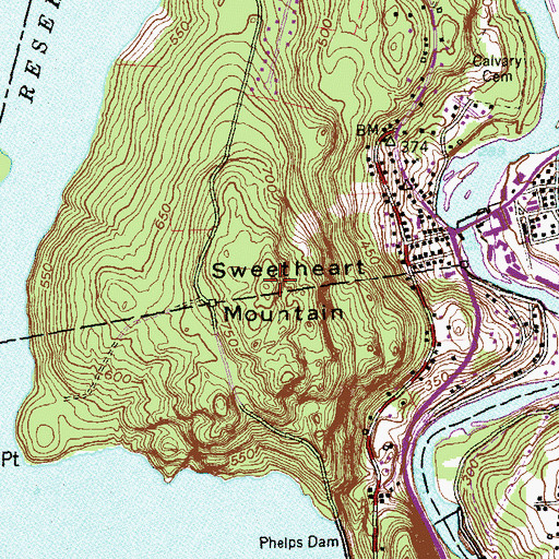 Topographic Map of Sweetheart Mountain, CT