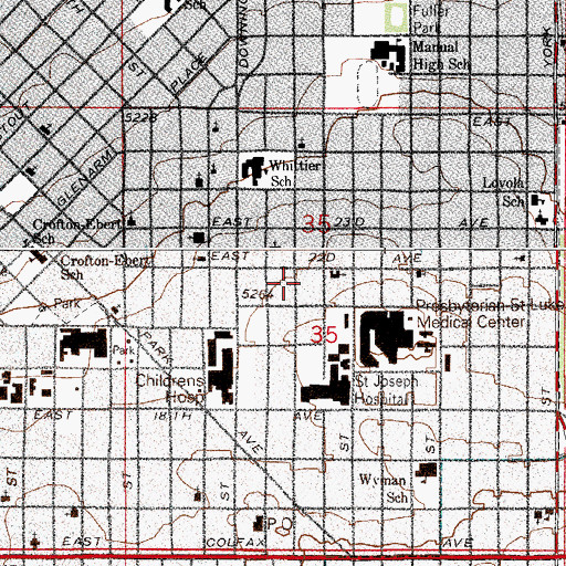 Topographic Map of Lafayette Historic District (historical), CO