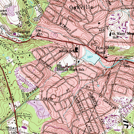 Topographic Map of Swift Junior High School, CT