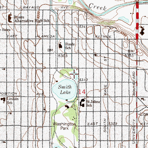 Topographic Map of Smith's Irrigation Ditch, CO