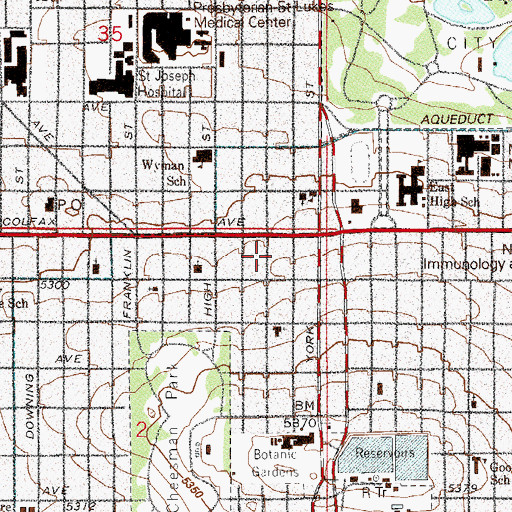 Topographic Map of Vine Street Houses, CO