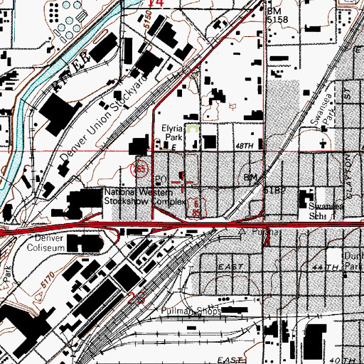 Topographic Map of Elyria Branch Library (historical), CO