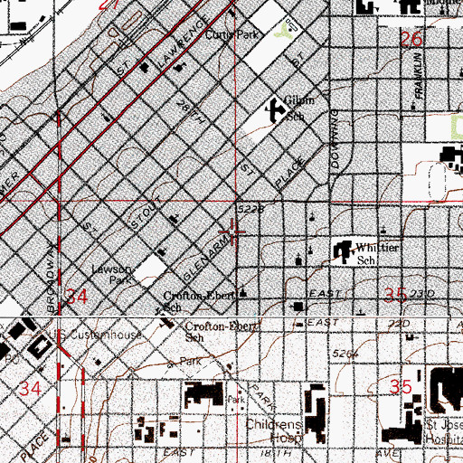 Topographic Map of Denver Fire Department Station 3, CO