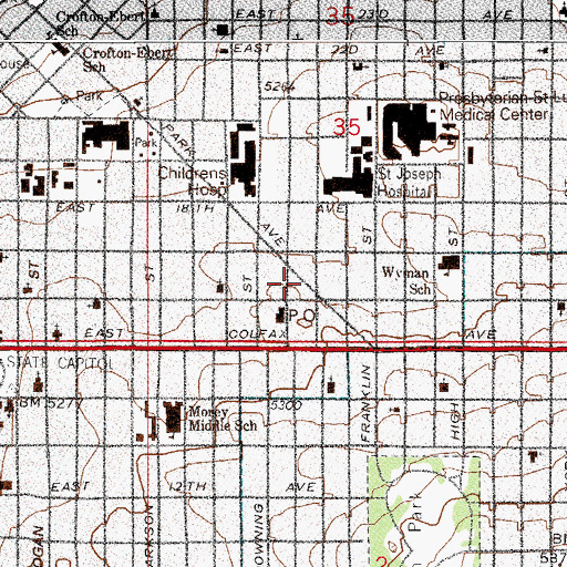Topographic Map of Denver Fire Department Station 8, CO