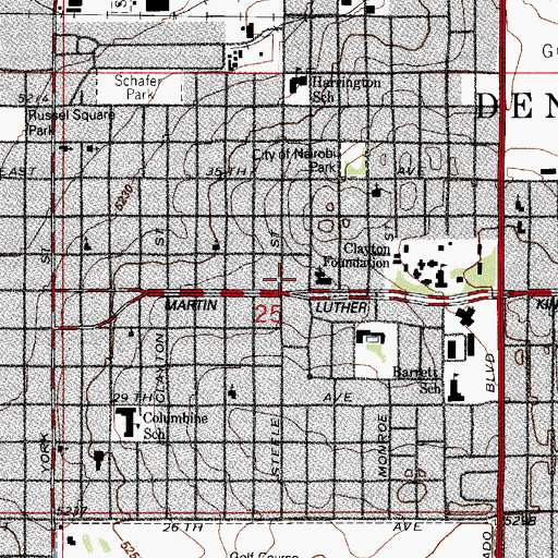 Topographic Map of Denver Fire Department Station 10, CO