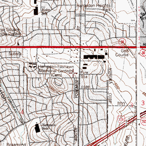 Topographic Map of Denver Fire Department Station 13, CO