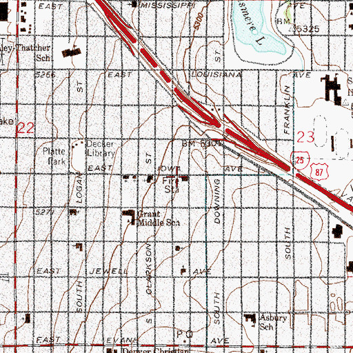 Topographic Map of Denver Fire Department Station 16, CO
