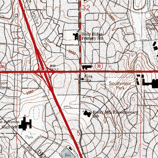 Topographic Map of Denver Fire Department Station 22, CO