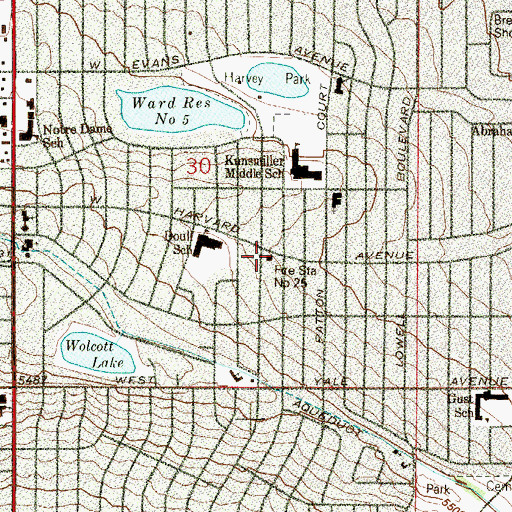 Topographic Map of Denver Fire Department Station 25, CO