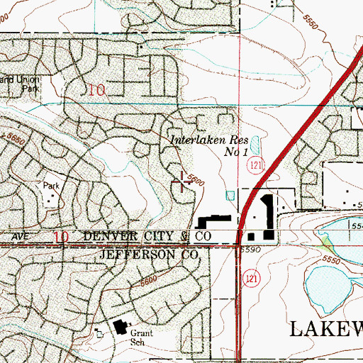 Topographic Map of Denver Fire Department Station 30, CO