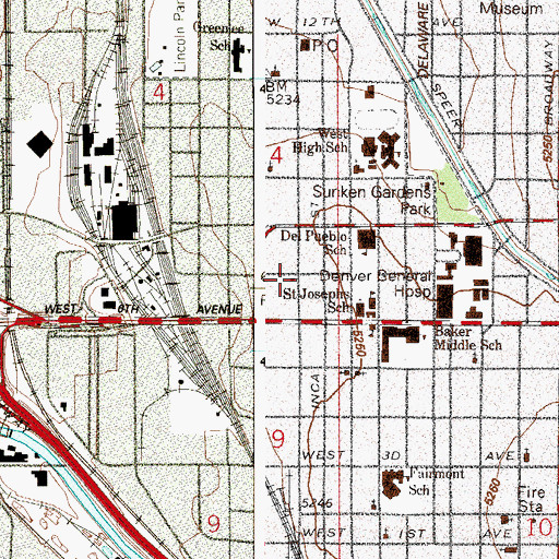 Topographic Map of Denver Public Library Byers Branch, CO