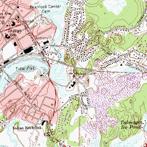 Topographic Map of Tabor Cemetery, CT