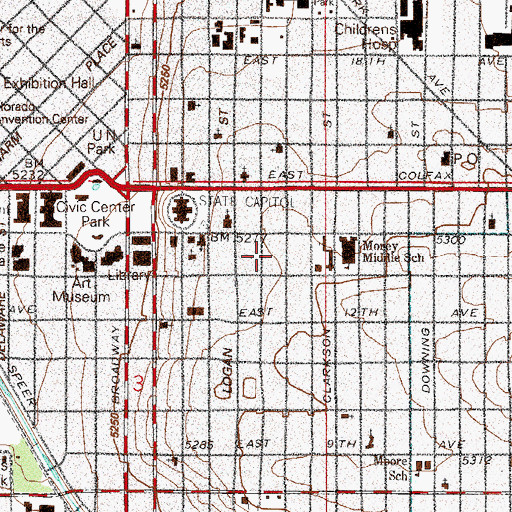 Topographic Map of Molly Brown House Museum, CO