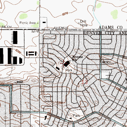 Topographic Map of John H  Amesse Elementary School, CO
