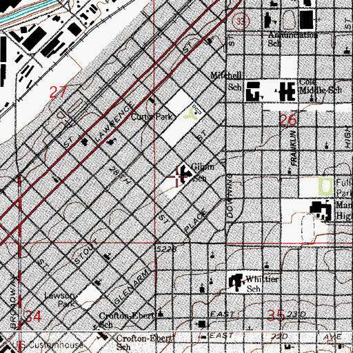 Topographic Map of Gilpin Montessori Public School, CO