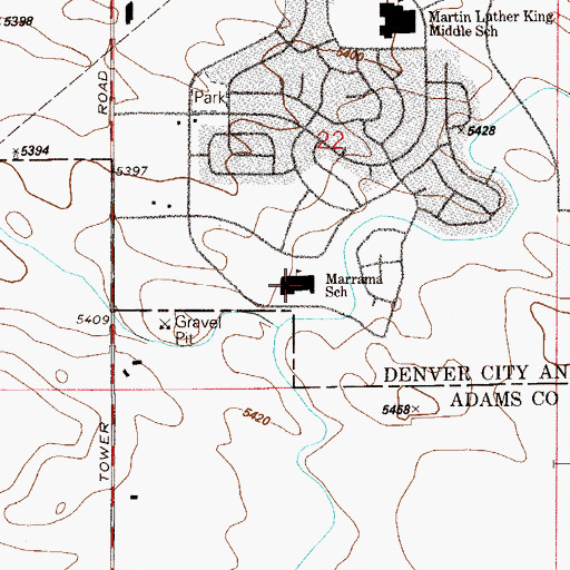 Topographic Map of Marrama Elementary School, CO