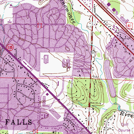 Topographic Map of Menomonee Falls High School, WI