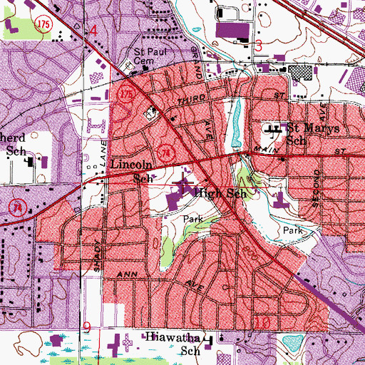 Topographic Map of North Middle School, WI