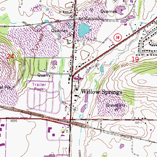 Topographic Map of Willow Springs Learning Center School, WI