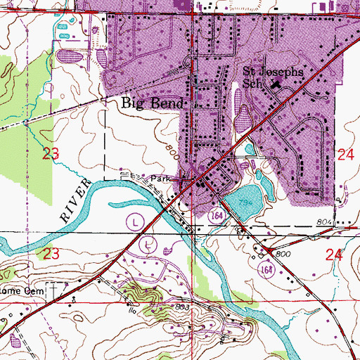 Topographic Map of Big Bend Village Hall, WI