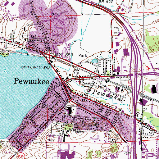Topographic Map of Pewaukee Village Hall, WI