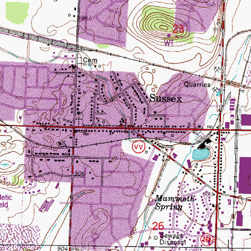 Topographic Map of Sussex Village Hall, WI