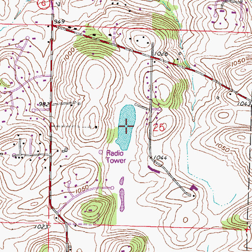 Topographic Map of Etter Lake, WI