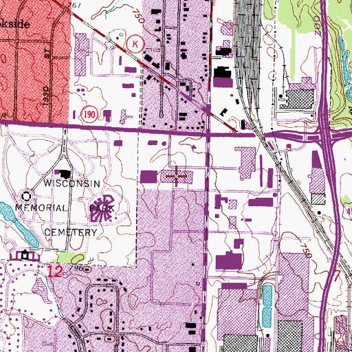 Topographic Map of Brookfield Marketplace Shopping Center, WI
