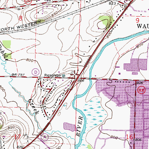 Topographic Map of Fox Run Shopping Center, WI