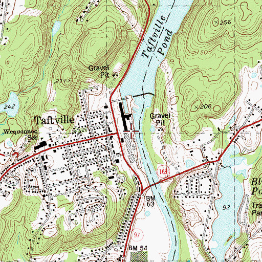 Topographic Map of Taftville, CT