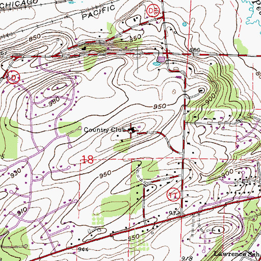 Topographic Map of Merrill Hills Country Club, WI