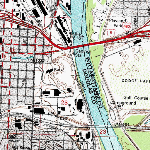 Topographic Map of Omaha Levee Unit, NE