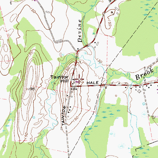 Topographic Map of Taintor Hill, CT