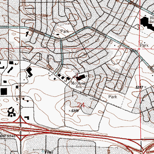 Topographic Map of McGlone Elementary School, CO