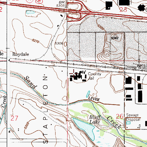 Topographic Map of Denver County Jail, CO