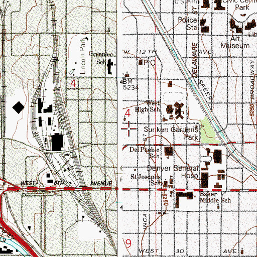 Topographic Map of Museo de las Americas, CO