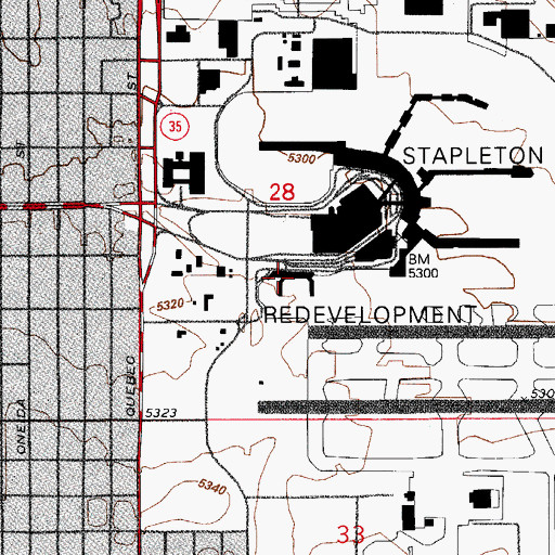 Topographic Map of Stapleton Events Center, CO