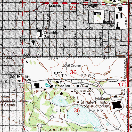 Topographic Map of City Park Municipal Golf Course, CO