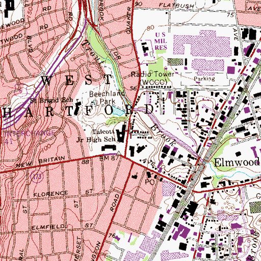 Topographic Map of Talcott Junior High School, CT