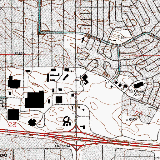 Topographic Map of Montbello Shopping Center, CO