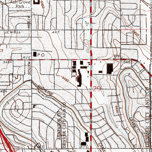 Topographic Map of Villa Monoco Shopping Center, CO