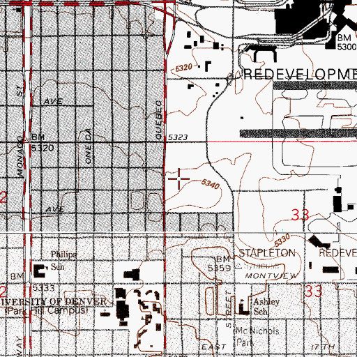 Topographic Map of Fred Thomas Park, CO