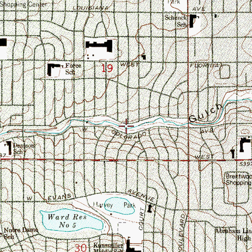 Topographic Map of Sanderson Gulch Park, CO
