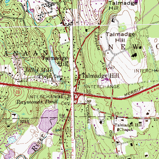 Topographic Map of Talmadge Hill, CT